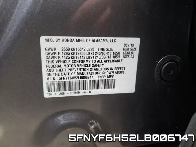 5FNYF6H52LB006747 фото 2