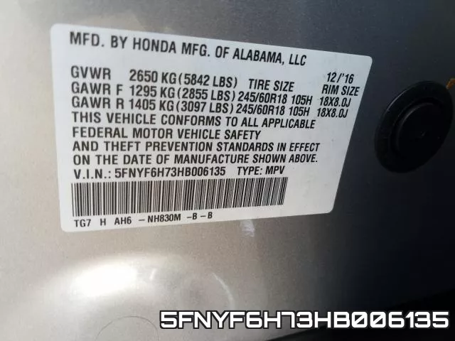 5FNYF6H73HB006135 фото 2