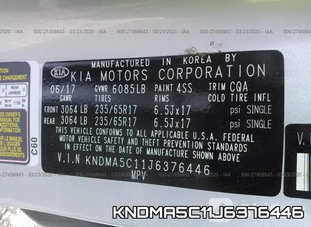 KNDMA5C11J6376446 фото 10
