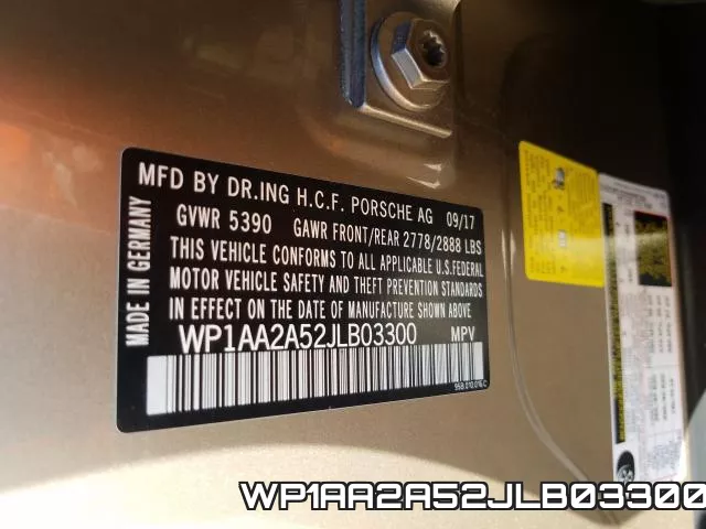 WP1AA2A52JLB03300 фото 2