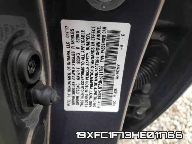 19XFC1F73HE011766 фото 2