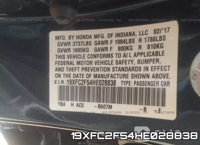 19XFC2F54HE028838 фото 10