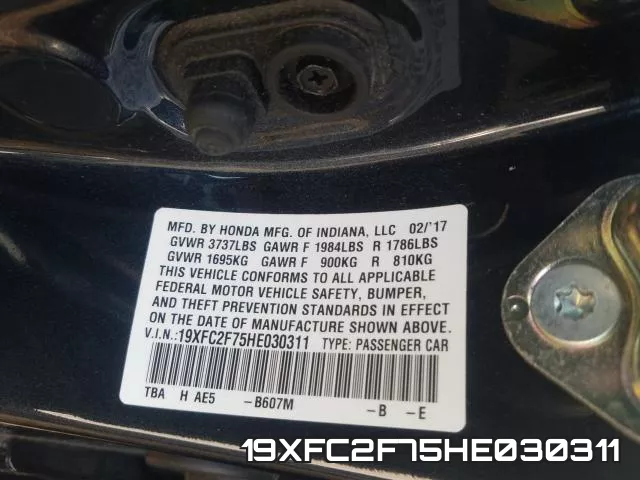 19XFC2F75HE030311 фото 2