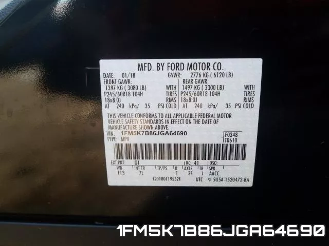 1FM5K7B86JGA64690 фото 2