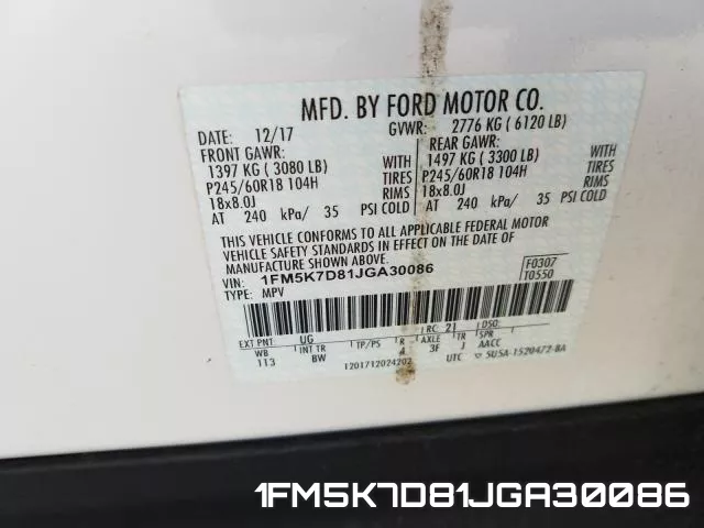 1FM5K7D81JGA30086 фото 2