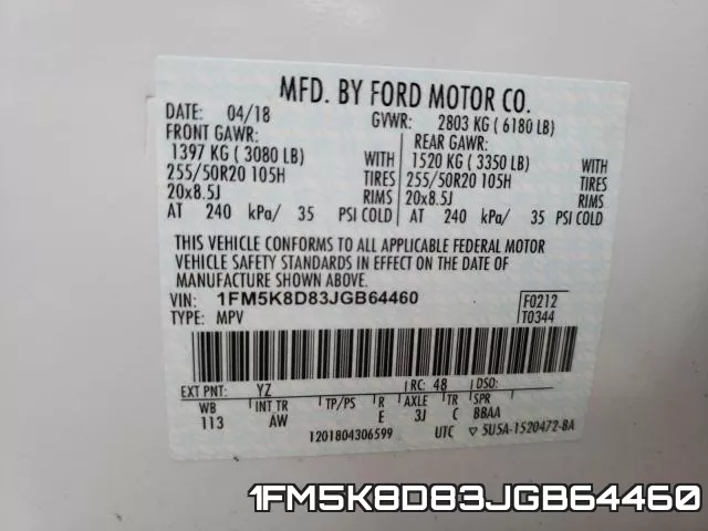 1FM5K8D83JGB64460 фото 2