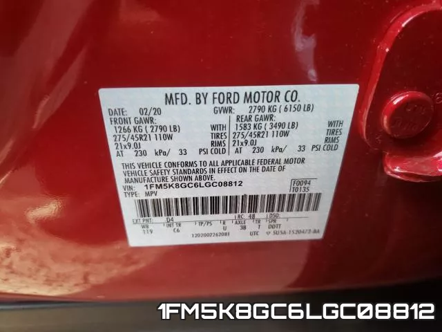 1FM5K8GC6LGC08812 фото 2