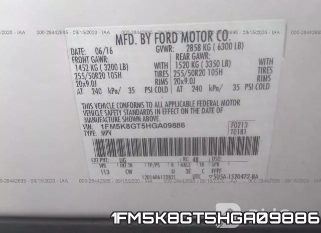 1FM5K8GT5HGA09886 фото 10
