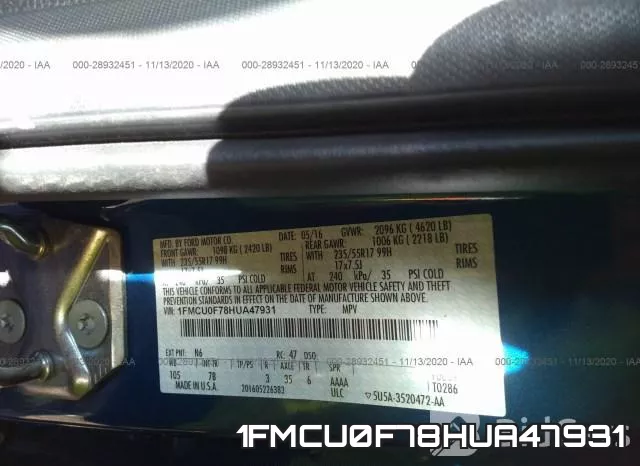 1FMCU0F78HUA47931 фото 10