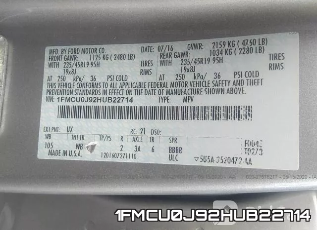 1FMCU0J92HUB22714 фото 9