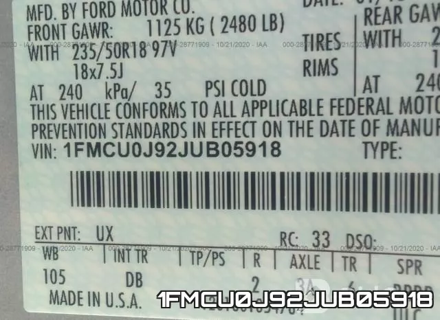 1FMCU0J92JUB05918 фото 10