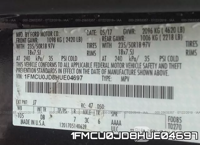 1FMCU0JD8HUE04697 фото 10