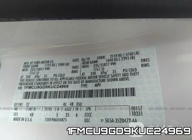 1FMCU9GD9KUC24969 фото 10