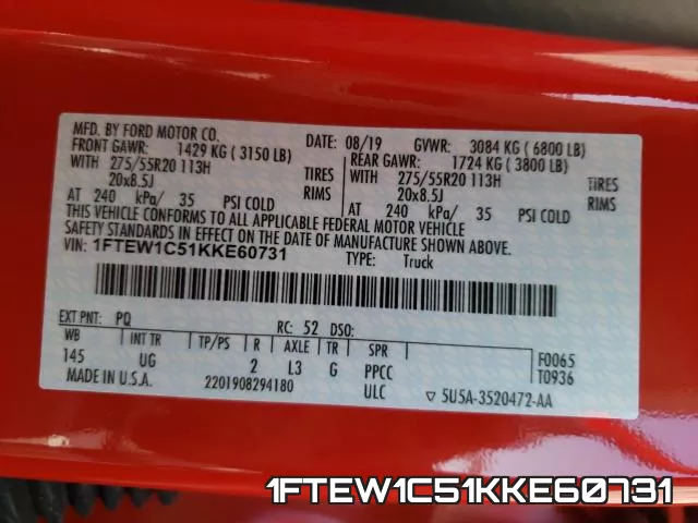 1FTEW1C51KKE60731 фото 2