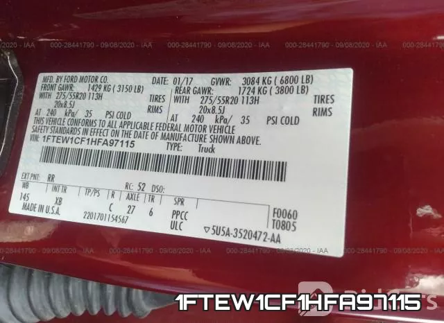 1FTEW1CF1HFA97115 фото 10