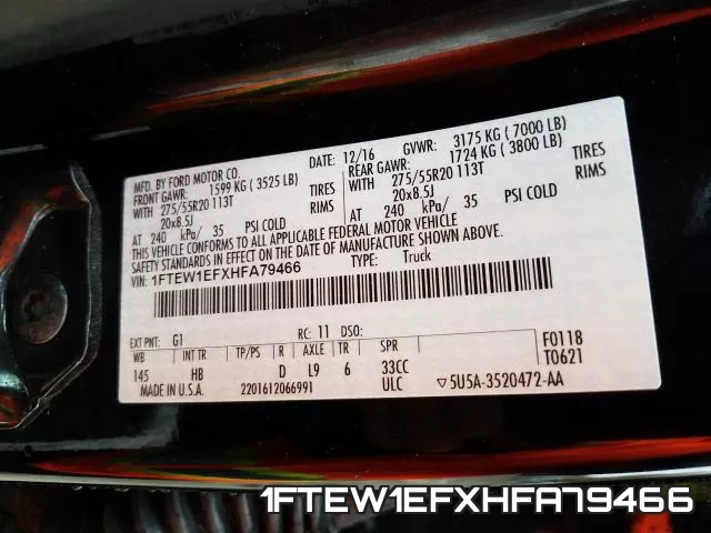 1FTEW1EFXHFA79466 фото 2