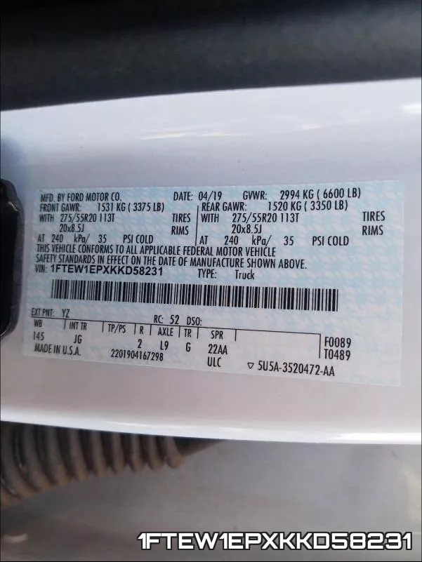 1FTEW1EPXKKD58231 фото 2