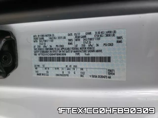 1FTEX1CG0HFB90309 фото 2