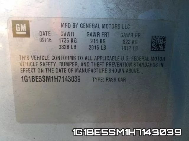 1G1BE5SM1H7143039 фото 2