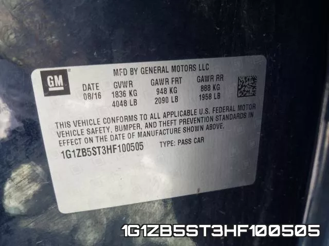 1G1ZB5ST3HF100505 фото 2