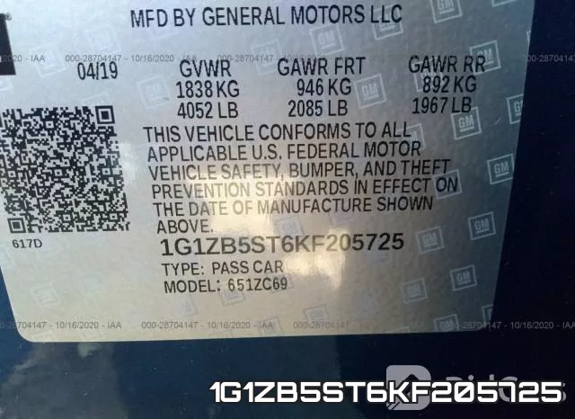 1G1ZB5ST6KF205725 фото 10