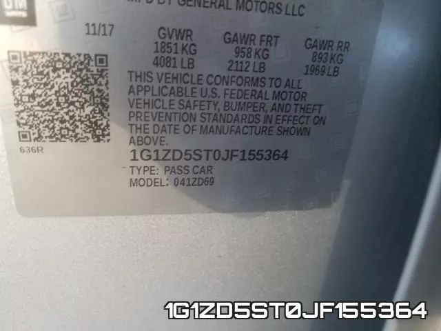 1G1ZD5ST0JF155364 фото 2