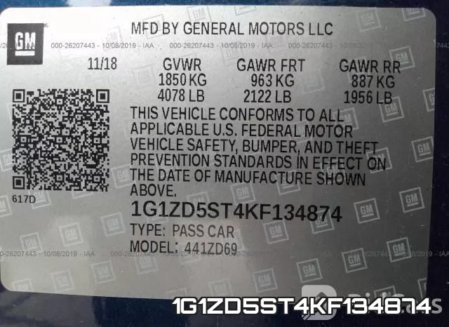1G1ZD5ST4KF134874 фото 10