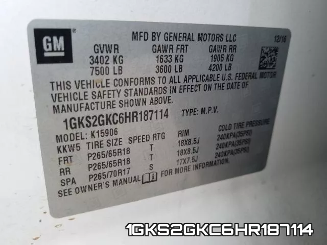 1GKS2GKC6HR187114 фото 2