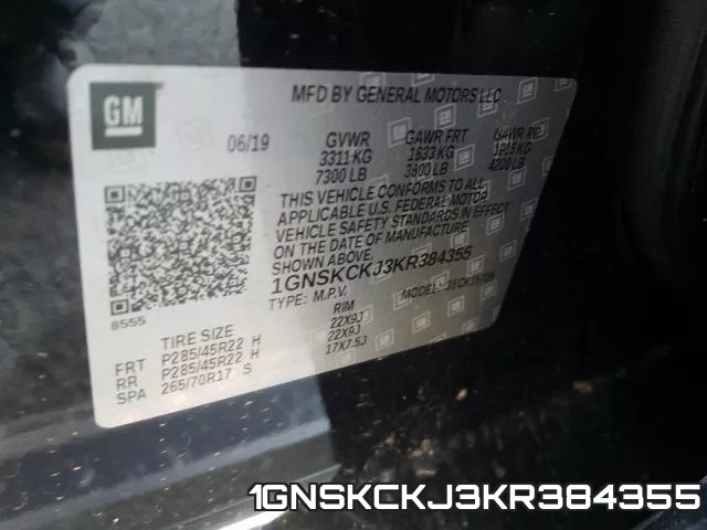 1GNSKCKJ3KR384355 фото 2