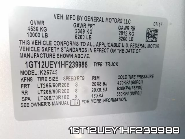 1GT12UEY1HF239988 фото 2