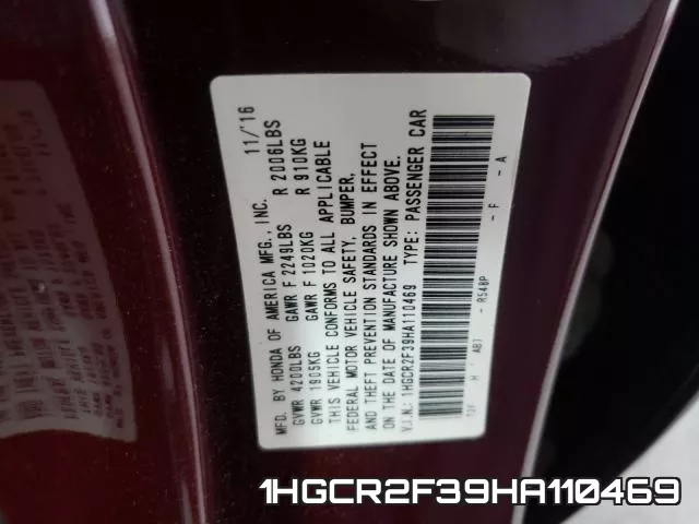 1HGCR2F39HA110469 фото 2