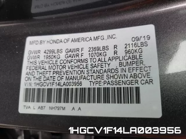 1HGCV1F14LA003956 фото 2