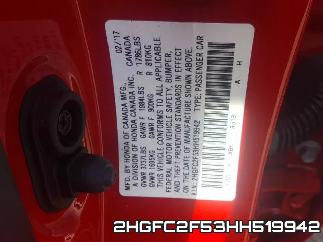 2HGFC2F53HH519942 фото 2