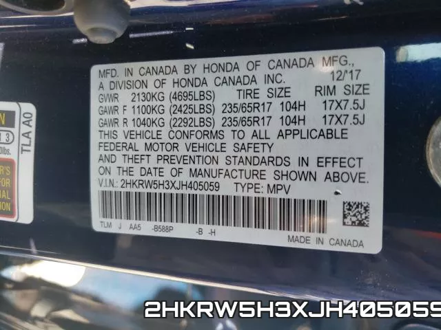 2HKRW5H3XJH405059 фото 2