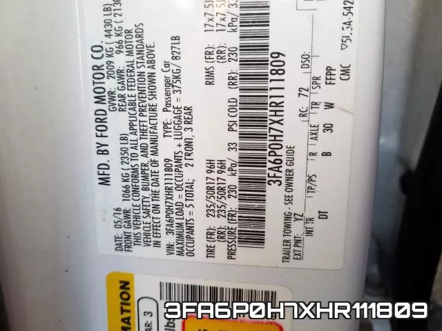 3FA6P0H7XHR111809 фото 2