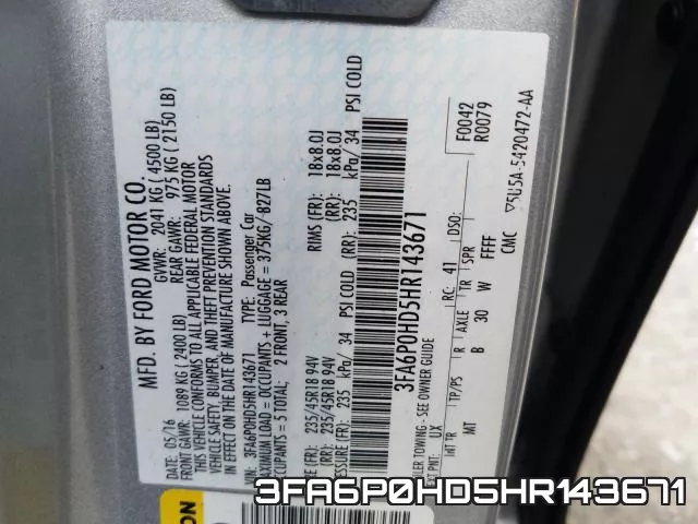 3FA6P0HD5HR143671 фото 2
