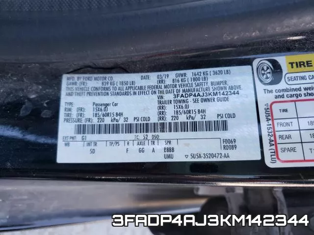 3FADP4AJ3KM142344 фото 2