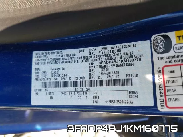 3FADP4BJ1KM160775 фото 2