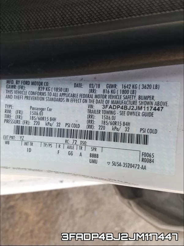 3FADP4BJ2JM117447 фото 2