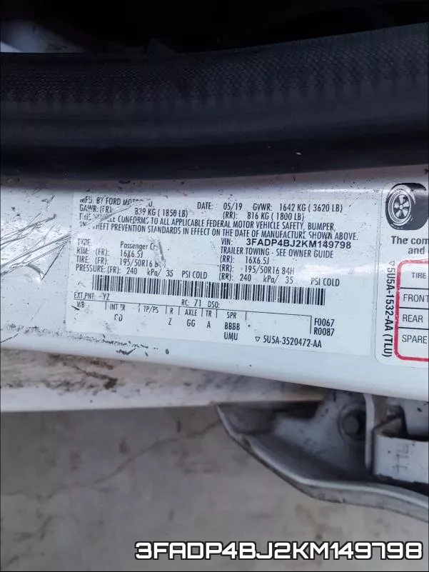 3FADP4BJ2KM149798 фото 2