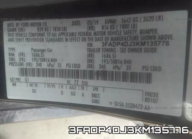 3FADP4DJ3KM135776 фото 10