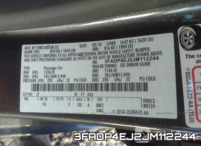 3FADP4EJ2JM112244 фото 10