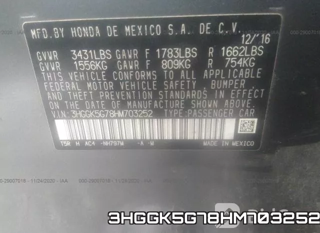 3HGGK5G78HM703252 фото 10