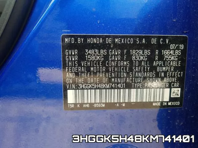 3HGGK5H48KM741401 фото 2