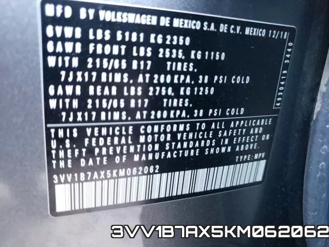 3VV1B7AX5KM062062 фото 2