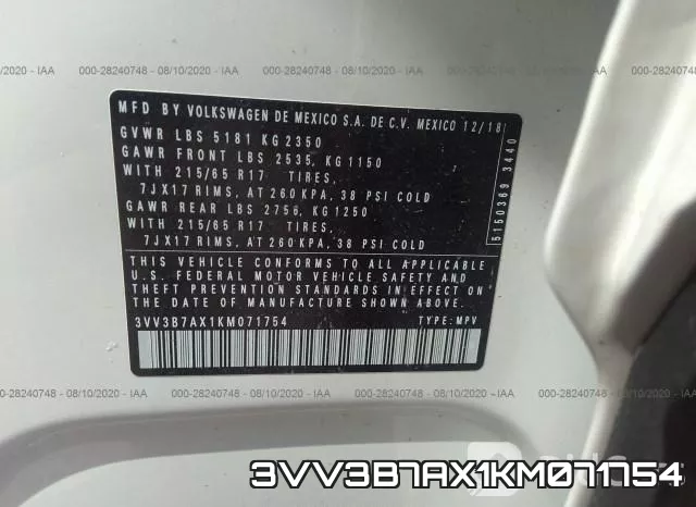 3VV3B7AX1KM071754 фото 10