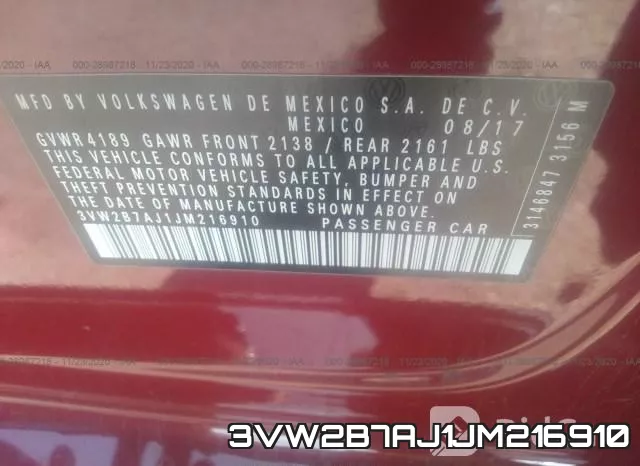 3VW2B7AJ1JM216910 фото 9