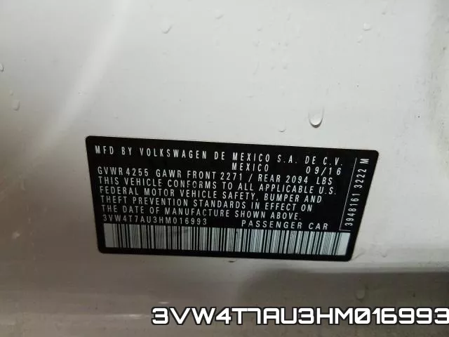 3VW4T7AU3HM016993 фото 2