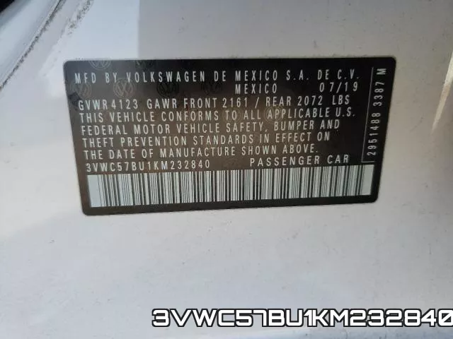 3VWC57BU1KM232840 фото 2