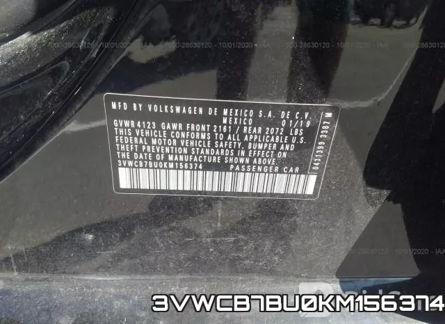 3VWCB7BU0KM156374 фото 10